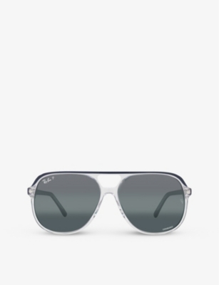 Ray Ban Rb2198 Bill Square Acetate Aviator Sunglasses In Blue
