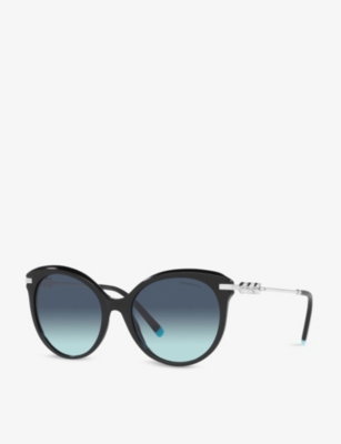 Shop Tiffany & Co Tf4189b Polyamide And Acetate Cat-eye Sunglasses In Black