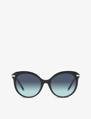 Shop Tiffany & Co Tf4189b Polyamide And Acetate Cat-eye Sunglasses In Black