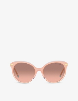 Shop Tiffany & Co Tf4189b Polyamide And Acetate Cat-eye Sunglasses In Pink