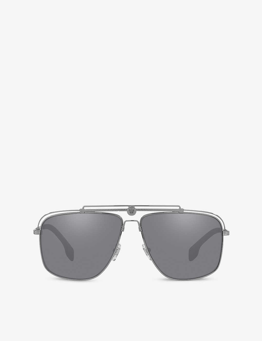 Versace Ve2242 Square Metal Sunglasses In Grey