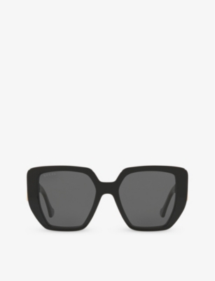 Gucci Womens Black Gc001595 Gg0956s Rectangle-frame Acetate Sunglasses