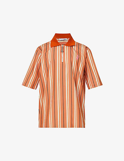 JW ANDERSON: Striped cotton-blend polo shirt