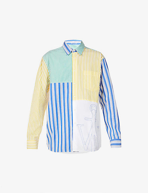 JW ANDERSON: Anchor-embroidered relaxed-fit cotton-poplin shirt
