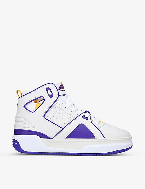 JUST DON: JD1 logo-patch leather high-top trainers