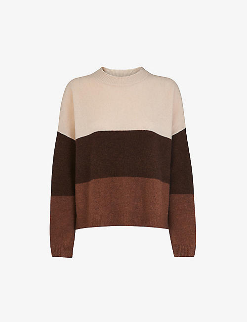 WHISTLES: Stripe-design wool-blend jumper