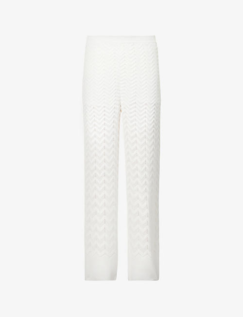 MISSONI: Zigzag-print straight-leg mid-rise cotton-blend knit trousers