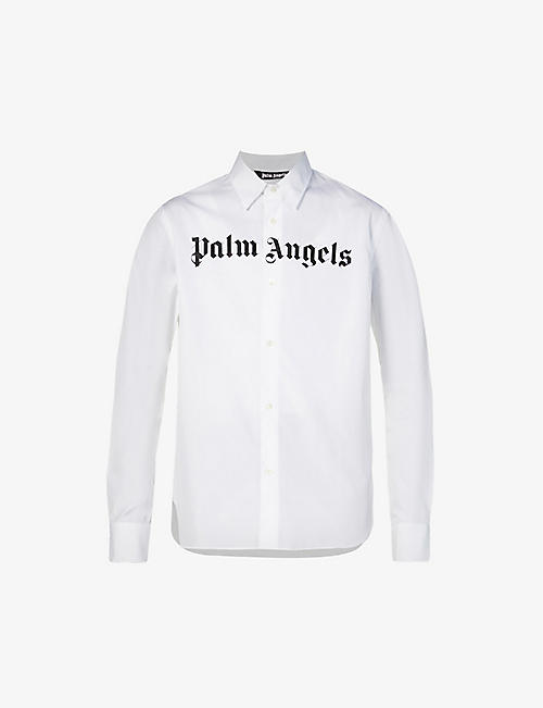 PALM ANGELS: Classic brand-print cotton-poplin shirt