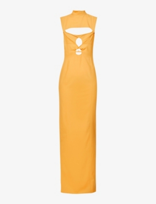 Jacquemus La Robe Palmi Stretch Cut Out Midi Dress In Orange