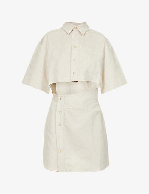 JACQUEMUS: La Robe Arles cut-out cotton and linen-blend mini dress