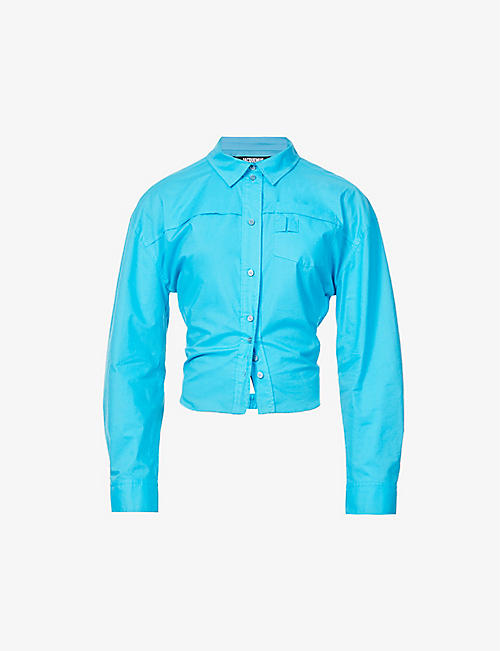 JACQUEMUS: La Chemise open-back cotton-poplin shirt