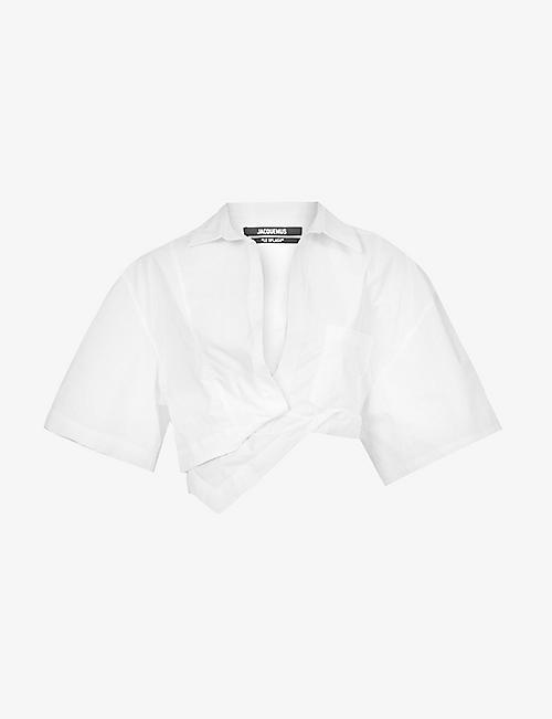JACQUEMUS: La Chemise Capri cropped cotton top