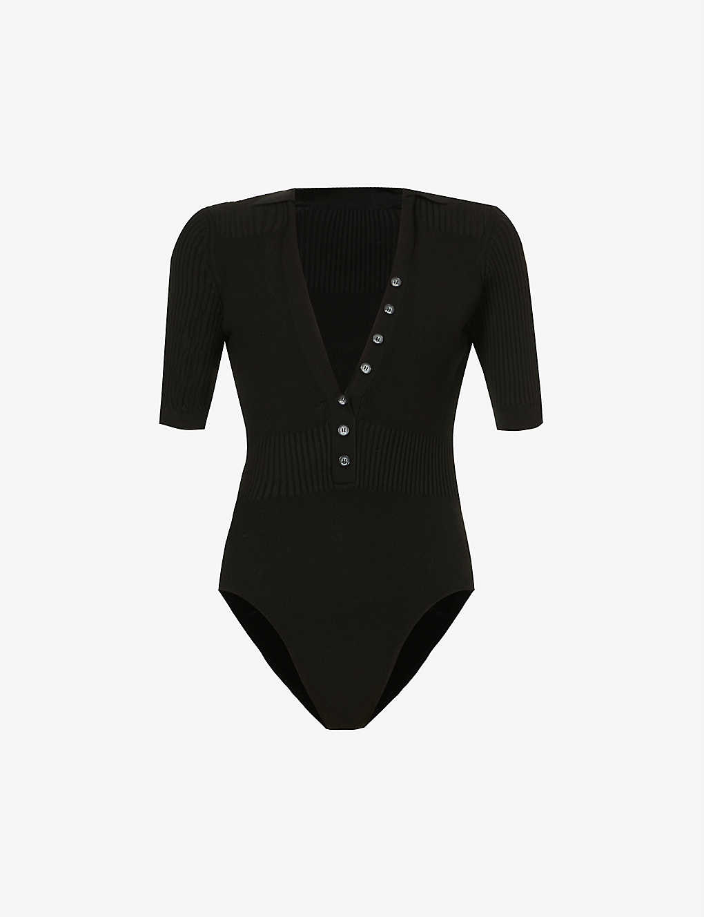 Shop Jacquemus Women's Black Le Body Yauco V-neck Stretch-woven Body