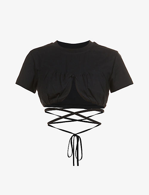 JACQUEMUS: Le T-shirt Baci cropped organic-cotton top