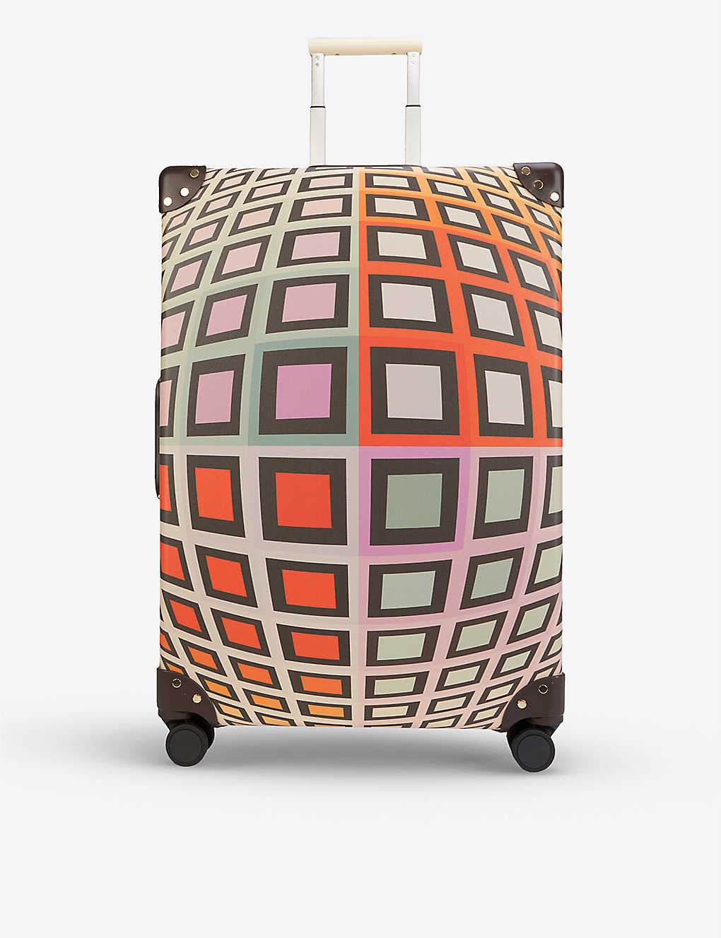 selfridges.com | GLOBE-TROTTER Globe-Trotter x Vasarely four-wheel check-in suitcase