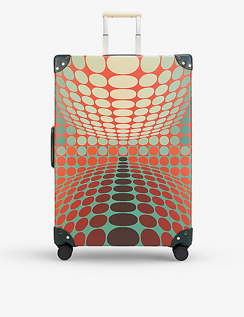 GLOBE-TROTTER: Globe-Trotter x Vasarely four-wheel check-in suitcase