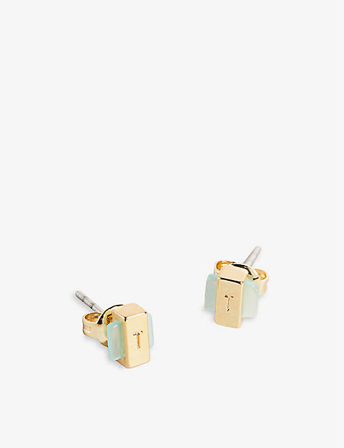TED BAKER: Georg gold-toned and amazonite stud earrings
