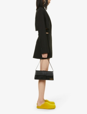 Shop Jacquemus Le Bambino Long Leather Shoulder Bag In Black