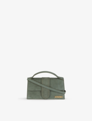 Jacquemus Le Grand Bambino Suede Top-handle Bag In Dark Khaki