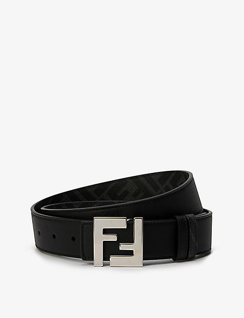 FENDI: FF brand-plaque leather belt
