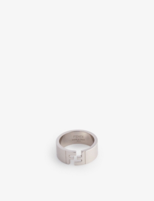 FENDI Double F silver toned bronze ring Selfridges