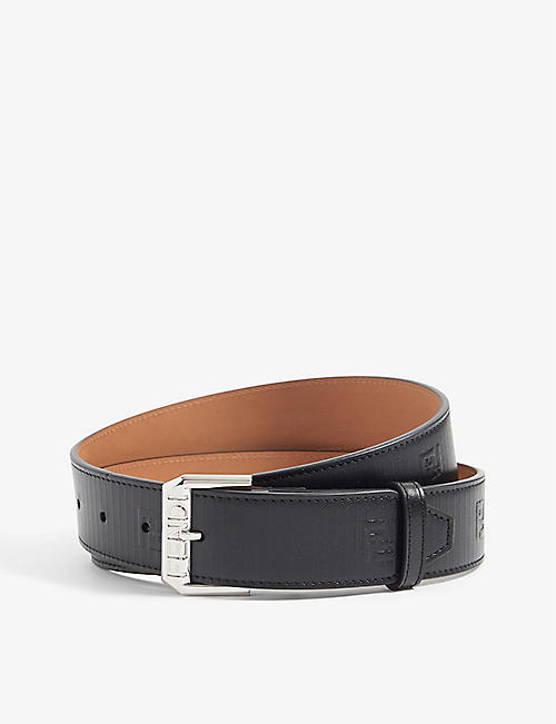FENDI: Edge brand-embossed leather belt