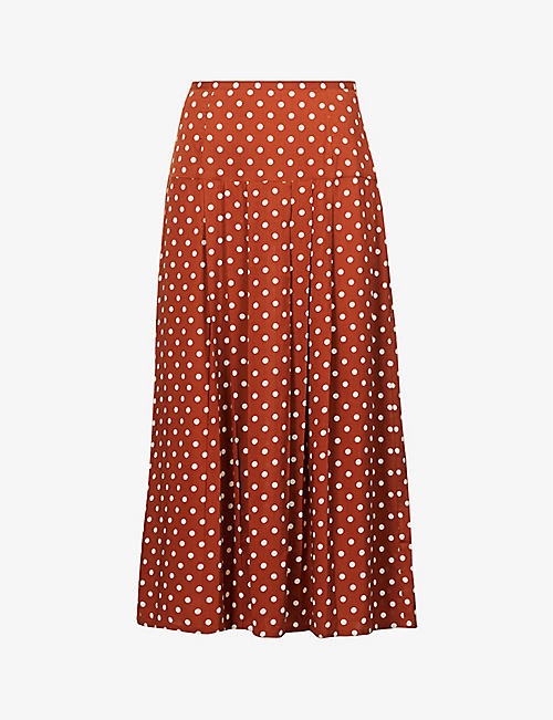 RIXO: Nancy polka dot-print woven maxi skirt