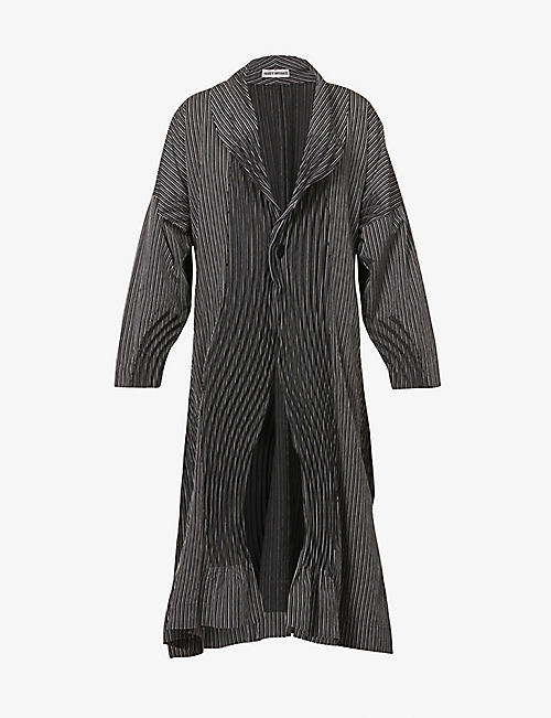 ISSEY MIYAKE: Ripples striped cotton-blend coat