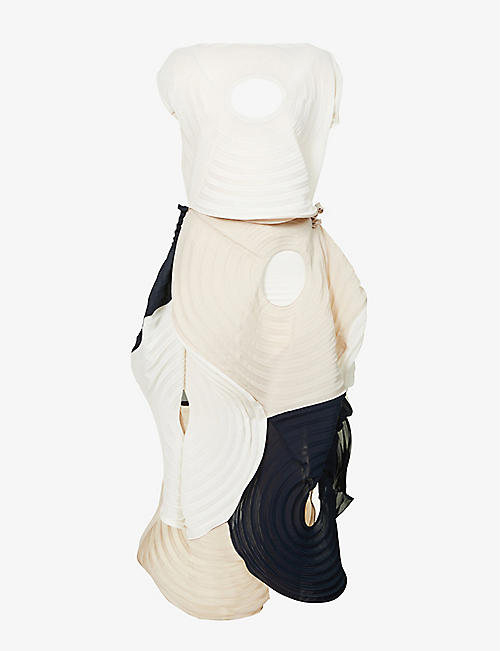 ISSEY MIYAKE: Link Rings cut-out woven midi dress