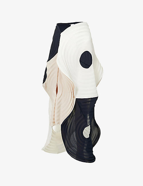 ISSEY MIYAKE: Link Rings cut-out woven midi skirt
