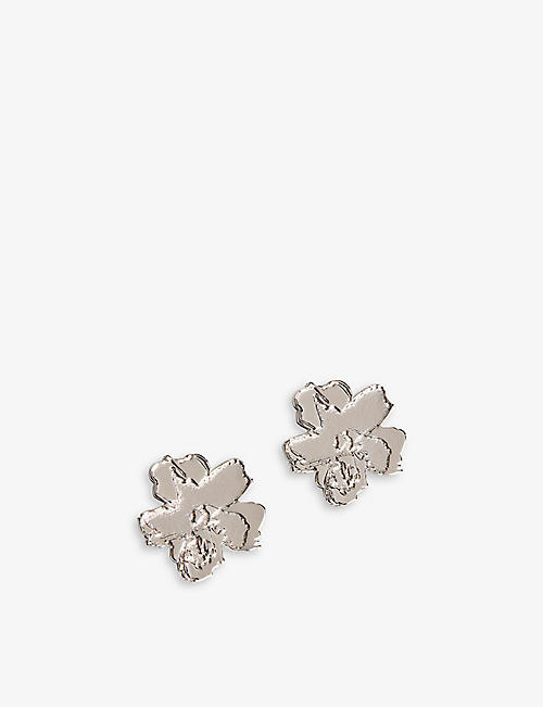 TED BAKER: Gianne magnolia-shaped brass stud earrings