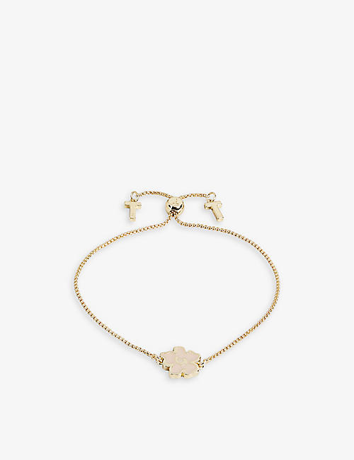 TED BAKER: Lilitai enamel charm yellow gold-tone plated adjustable brass bracelet
