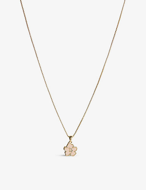 TED BAKER: Lillei enamel charm yellow gold-tone plated brass necklace