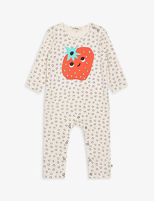 BONNIE MOB: Reef strawberry-print organic-cotton sleepsuit 0-18 months