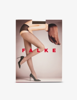 Falke Houndstooth Graphic-print Stretch-woven Tights In Nude (lingerie)