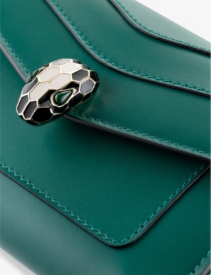 Shop Bvlgari Serpenti Forever Leather Bifold Wallet In Green