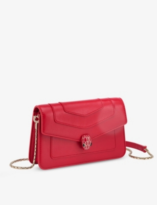 Bvlgari Womens Red Serpenti Forever Leather Cross-body Bag
