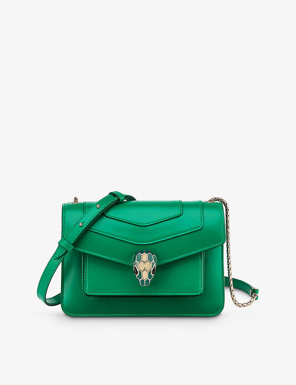 Shop Bvlgari Womens Green Serpenti Forever Leather Cross-body Bag
