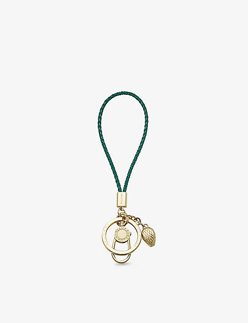 BVLGARI: Serpenti Forever leather and gold-plated brass keyring