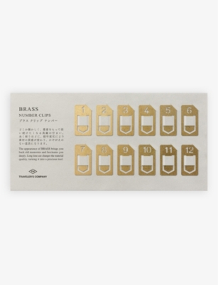 TRAVELER'S COMPANY: Gold-tone brass number clips pack of 12