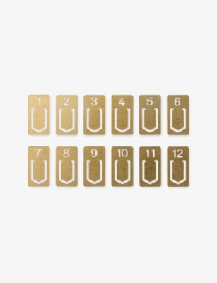 TRAVELER'S COMPANY: Gold-tone brass number clips pack of 12