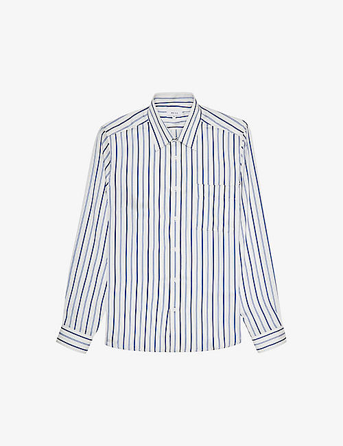 REISS: Aspect striped recycled-woven blend shirt