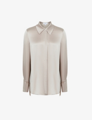 Reiss Womens Champagne Hailey Silk Shirt In Ivory