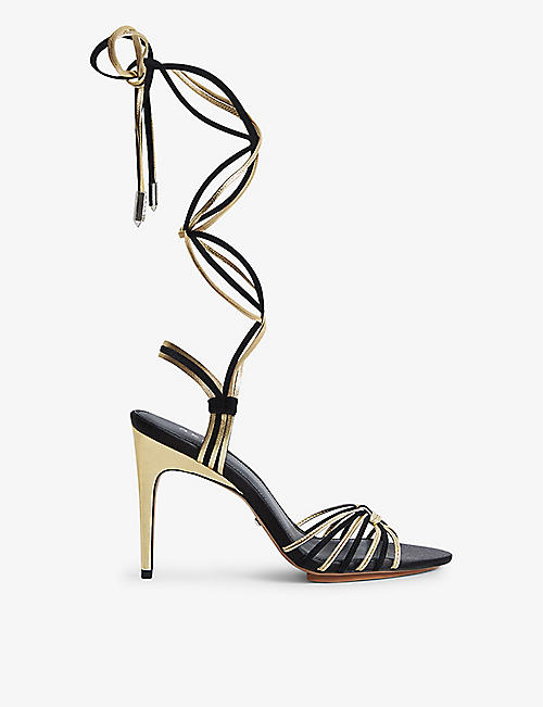 REISS: Cassidy two-tone leather heeled sandals
