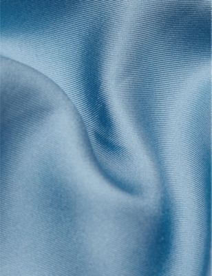 Shop Reiss Mens Airforce Blue Ceremony Logo-print Silk Pocket Square