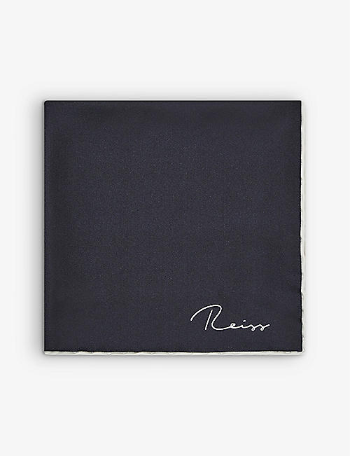 REISS: Ceremony logo-print silk pocket square