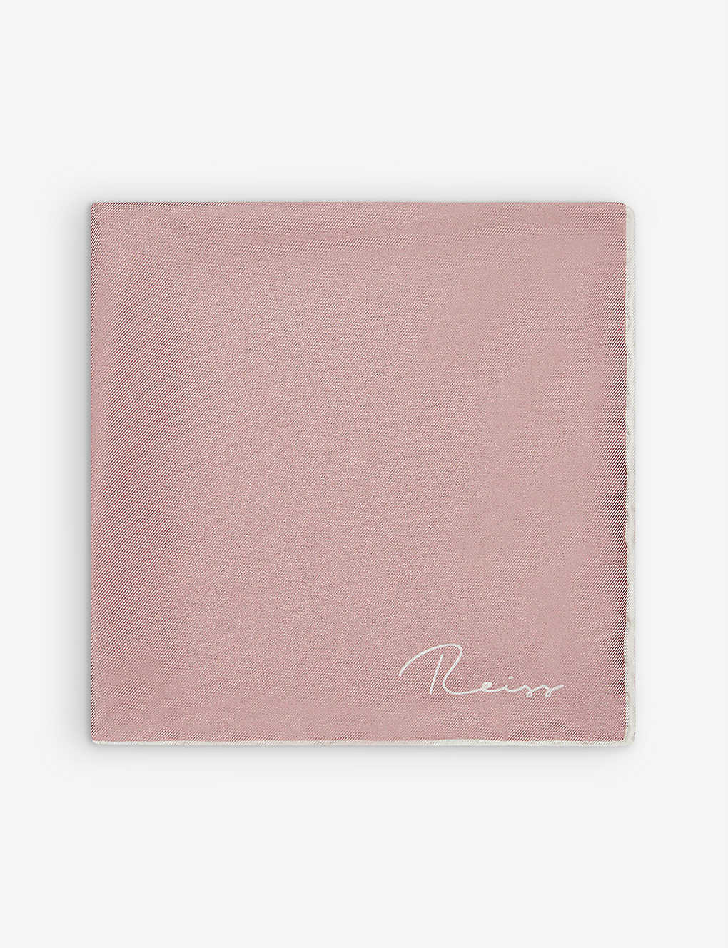 Reiss Mens Pink Ceremony Logo-print Silk Pocket Square