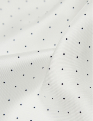 Shop Reiss Liam Polka-dot Logo-print Silk Pocket Square In White
