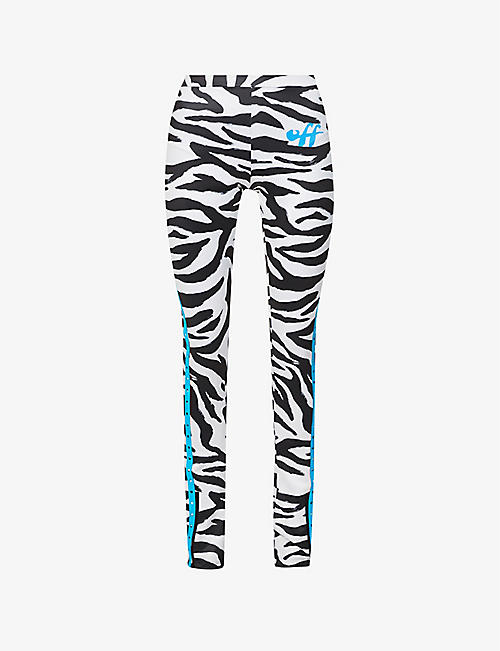 OFF-WHITE C/O VIRGIL ABLOH: Zebra-print split-hem stretch-woven leggings