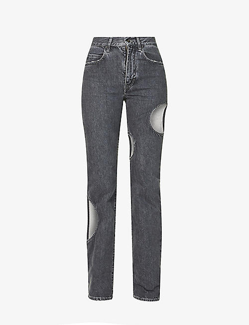 OFF-WHITE C/O VIRGIL ABLOH: Meteor slim-fit straight-leg mid-rise denim jeans